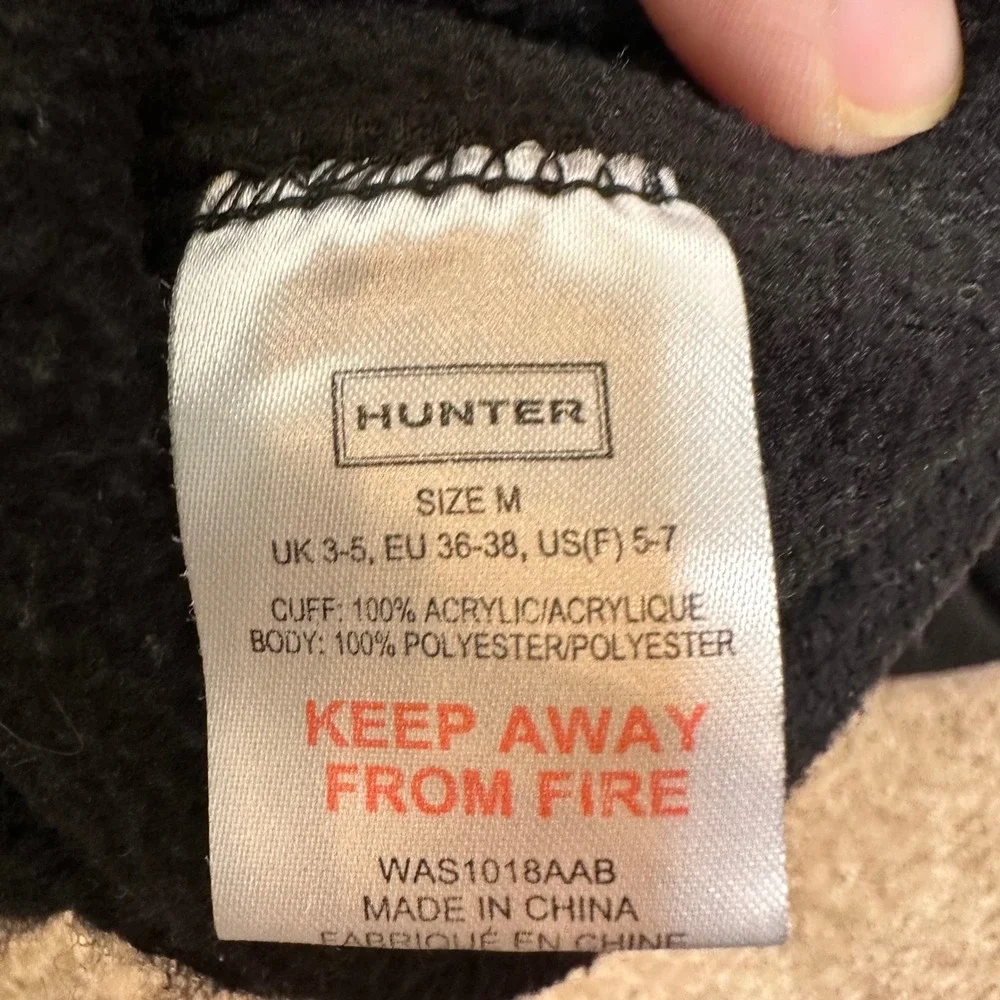 Hunter Black Cable Knit Cuff Fleece Boot Socks Medium WAS1018AAB US 5-7